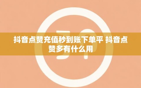 抖音点赞充值秒到账下单平 抖音点赞多有什么用