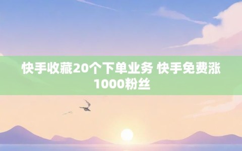 快手收藏20个下单业务 快手免费涨1000粉丝