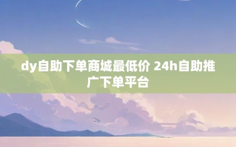 dy自助下单商城最低价 24h自助推广下单平台