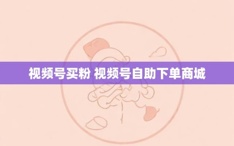 视频号买粉 视频号自助下单商城