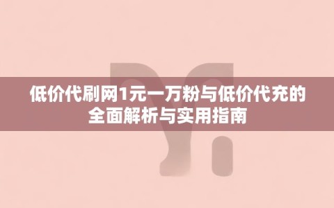 低价代刷网1元一万粉与低价代充的全面解析与实用指南