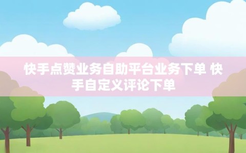 快手点赞业务自助平台业务下单 快手自定义评论下单