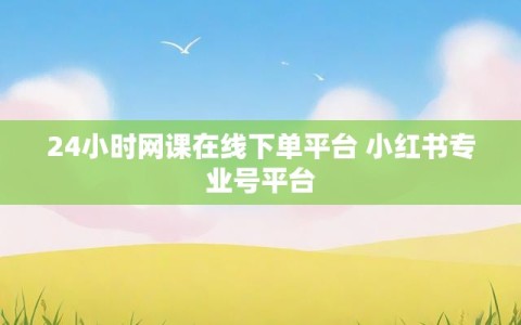24小时网课在线下单平台 小红书专业号平台