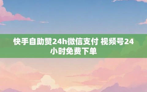 快手自助赞24h微信支付 视频号24小时免费下单