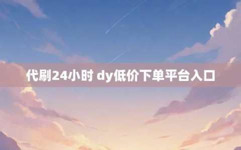 代刷24小时 dy低价下单平台入口