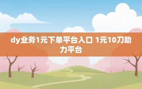 dy业务1元下单平台入口 1元10刀助力平台