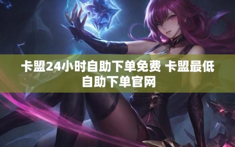 卡盟24小时自助下单免费 卡盟最低自助下单官网