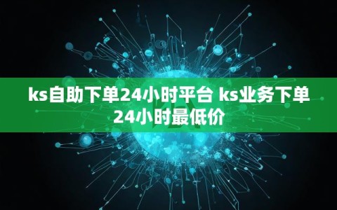 ks自助下单24小时平台 ks业务下单24小时最低价