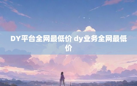 DY平台全网最低价 dy业务全网最低价