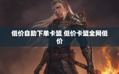 低价自助下单卡盟 低价卡盟全网低价