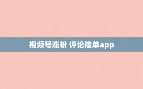 视频号涨粉 评论接单app
