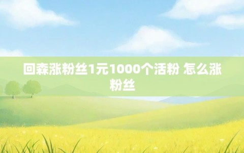 回森涨粉丝1元1000个活粉 怎么涨粉丝