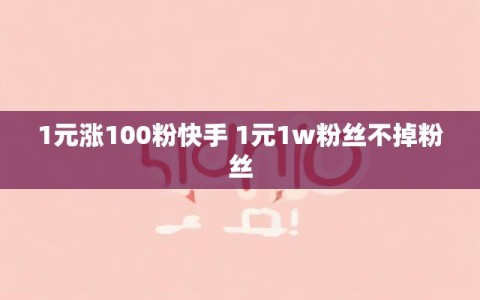 1元涨100粉快手 1元1w粉丝不掉粉丝