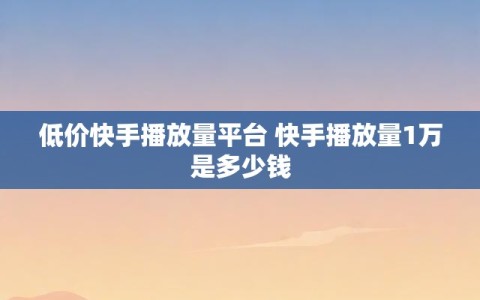 低价快手播放量平台 快手播放量1万是多少钱