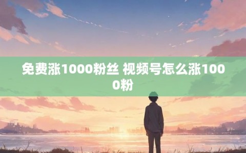 免费涨1000粉丝 视频号怎么涨1000粉