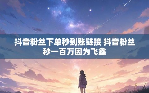 抖音粉丝下单秒到账链接 抖音粉丝秒一百万因为飞鑫