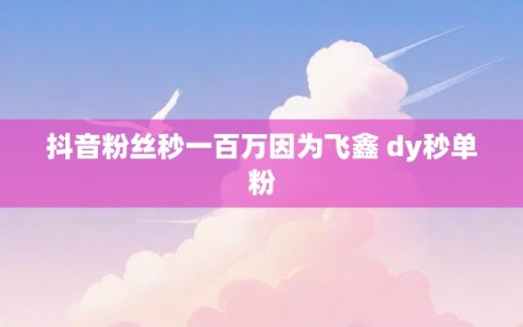 抖音粉丝秒一百万因为飞鑫 dy秒单粉