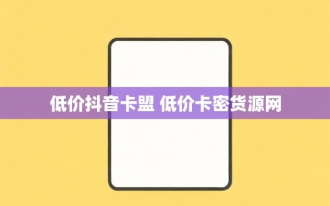低价抖音卡盟 低价卡密货源网