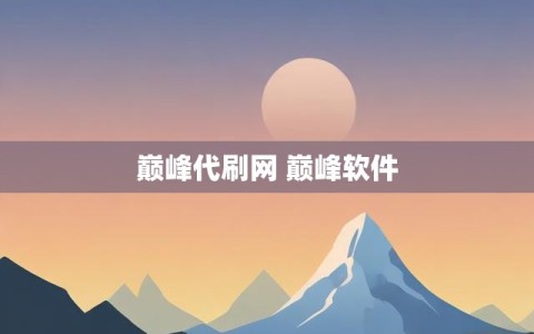 巅峰代刷网 巅峰软件
