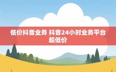 低价抖音业务 抖音24小时业务平台超低价