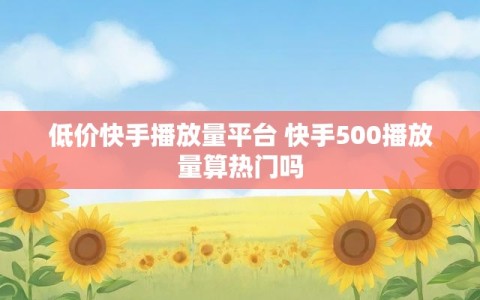 低价快手播放量平台 快手500播放量算热门吗