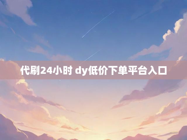 代刷24小时 dy低价下单平台入口