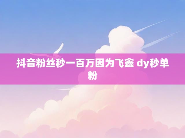 抖音粉丝秒一百万因为飞鑫 dy秒单粉
