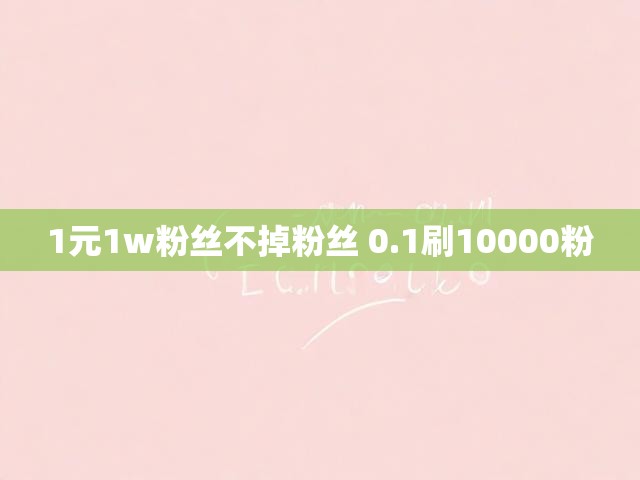 1元1w粉丝不掉粉丝 0.1刷10000粉