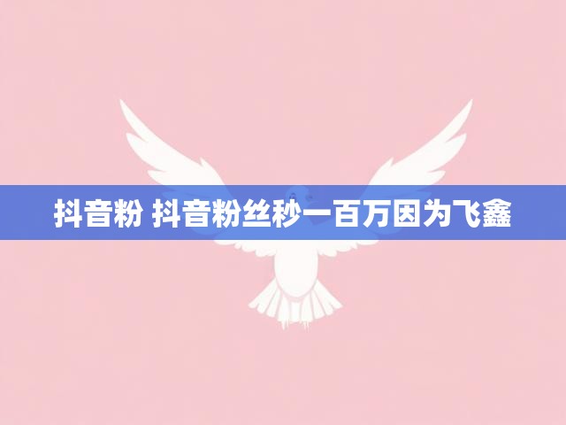 抖音粉 抖音粉丝秒一百万因为飞鑫