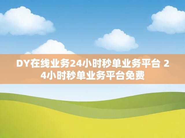 DY在线业务24小时秒单业务平台 24小时秒单业务平台免费