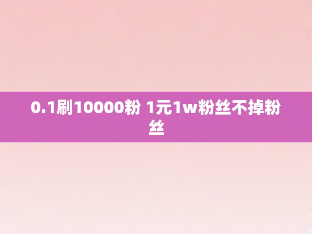 0.1刷10000粉 1元1w粉丝不掉粉丝